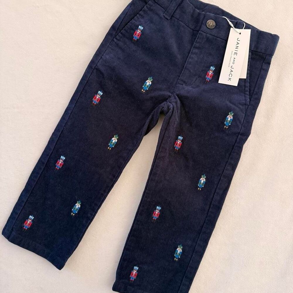 Janie & Jack Holiday NWT toddler 2T nutcracker blue corduroy pants.